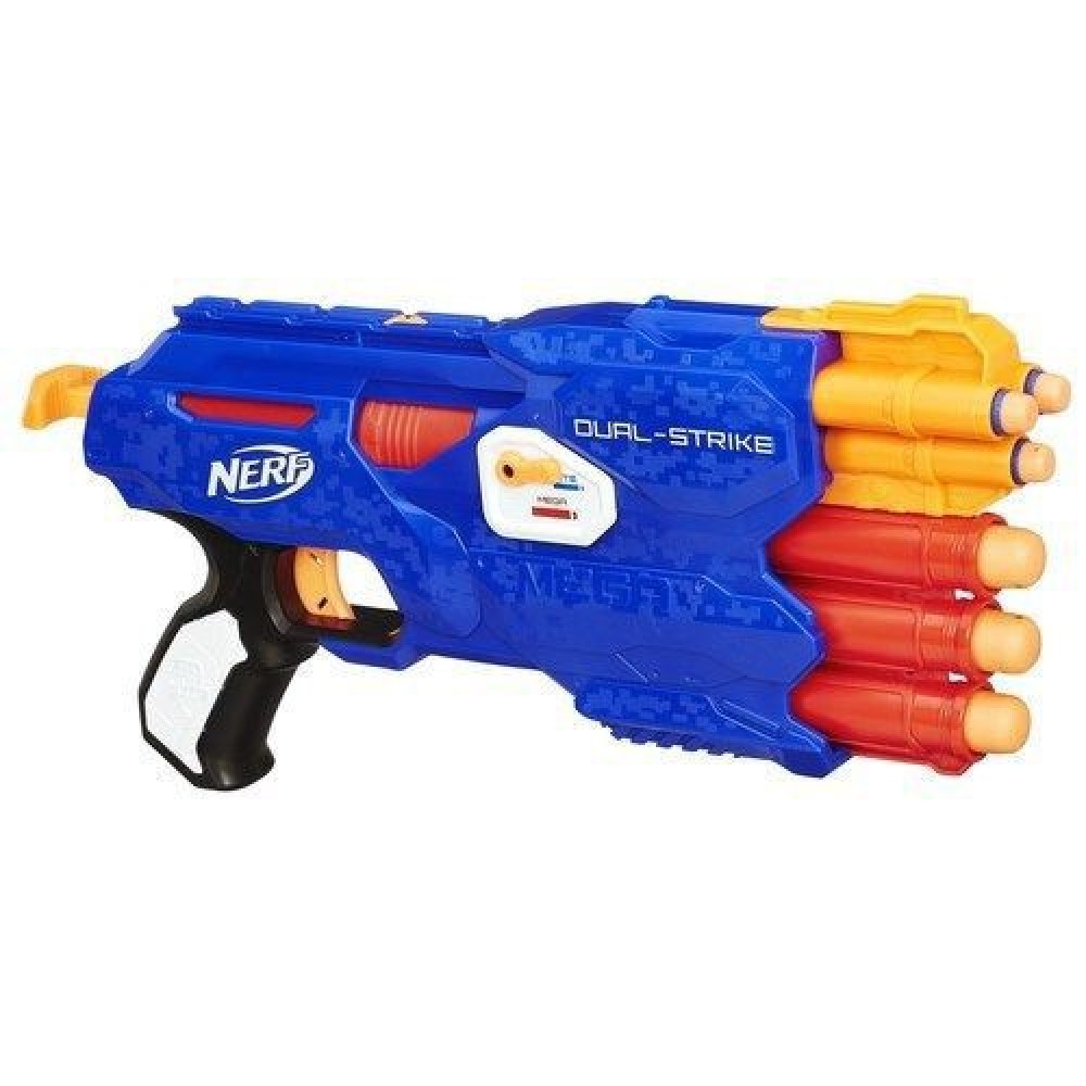 nerf 熱火精英 軟彈玩具槍 B4619 紅色 藍色 子彈兩用 雙重發射器