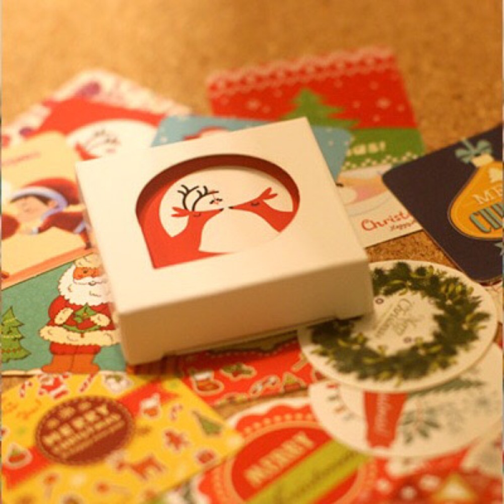 日韓盒裝貼紙聖誕風格專輯裝飾貼日記貼烘焙貼紙/38枚裝