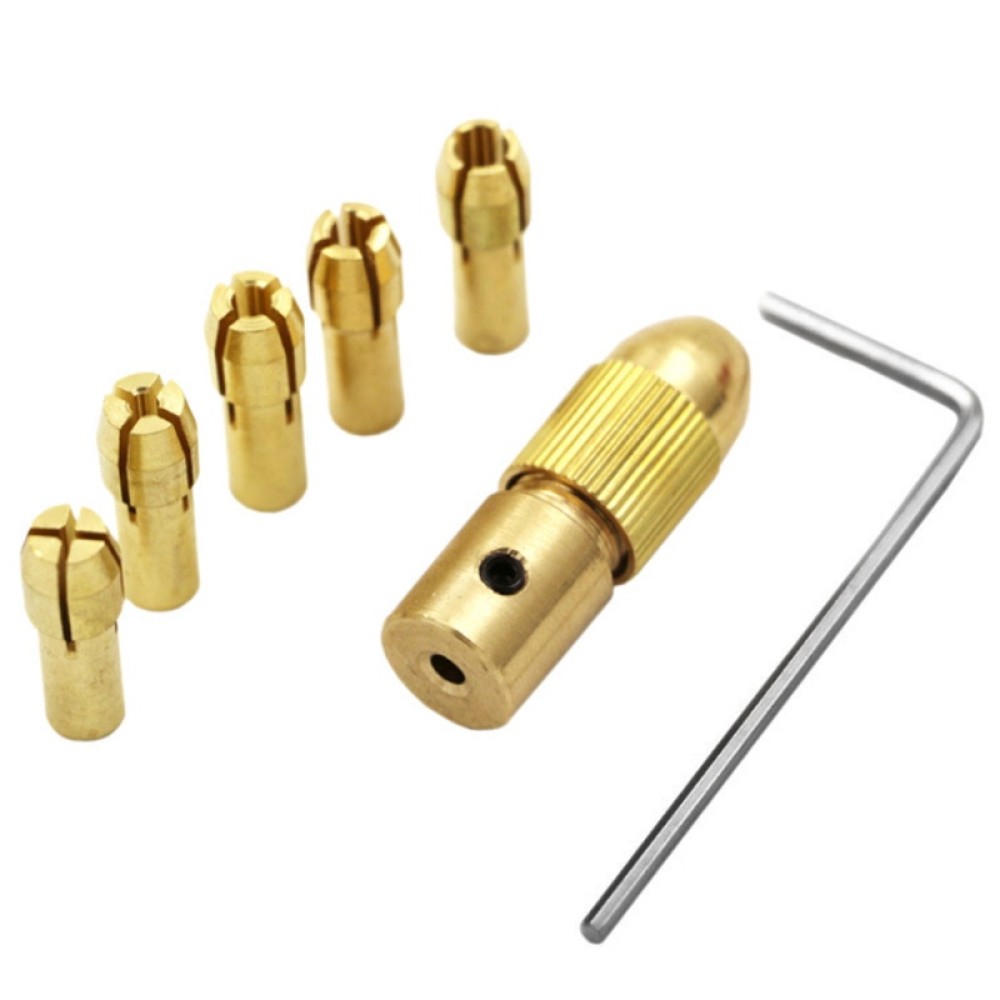 【豪划算🔨】7pc 微型電鑽夾頭組 小電鑽 鑽頭夾頭 微型夾頭 配件組合 多功能 銅色 夾頭