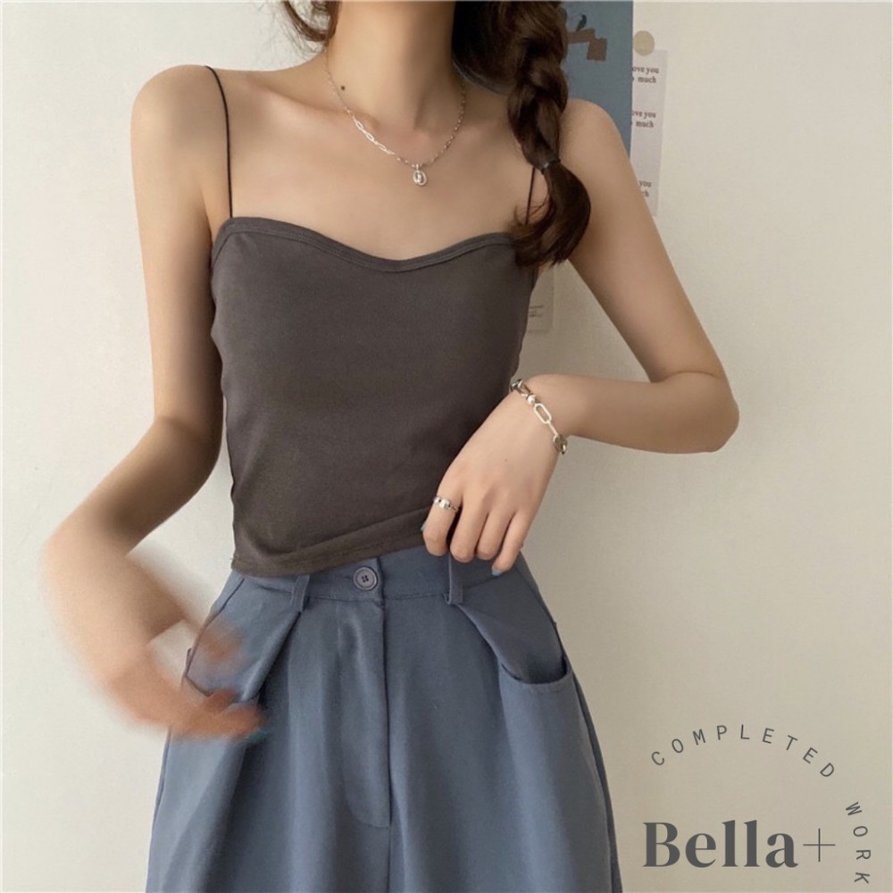 BELLA+🆕背心小可愛細肩帶棉料帶胸墊打底上衣內搭抹胸文胸吊帶