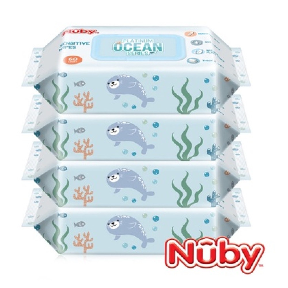【亮童寶貝】nuby 海洋系列極厚柔濕巾(60抽/4包)