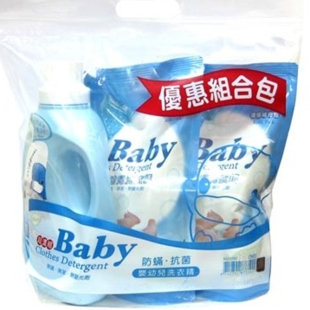 【亮童寶貝】KUKU酷咕鴨 嬰兒濃縮洗衣精超值包(1200ml X1罐+1000ml X2包)