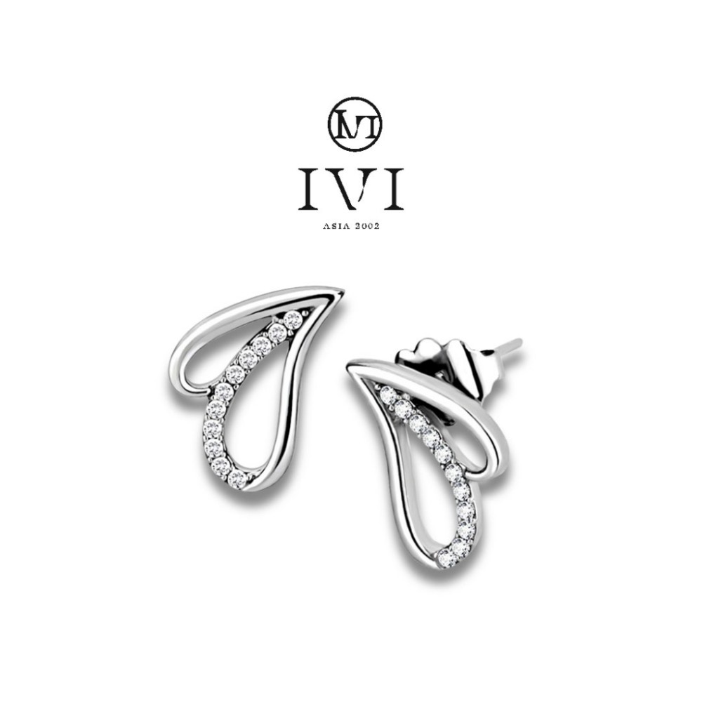【IVI2002】內在發光心型不鏽鋼鑽飾耳環