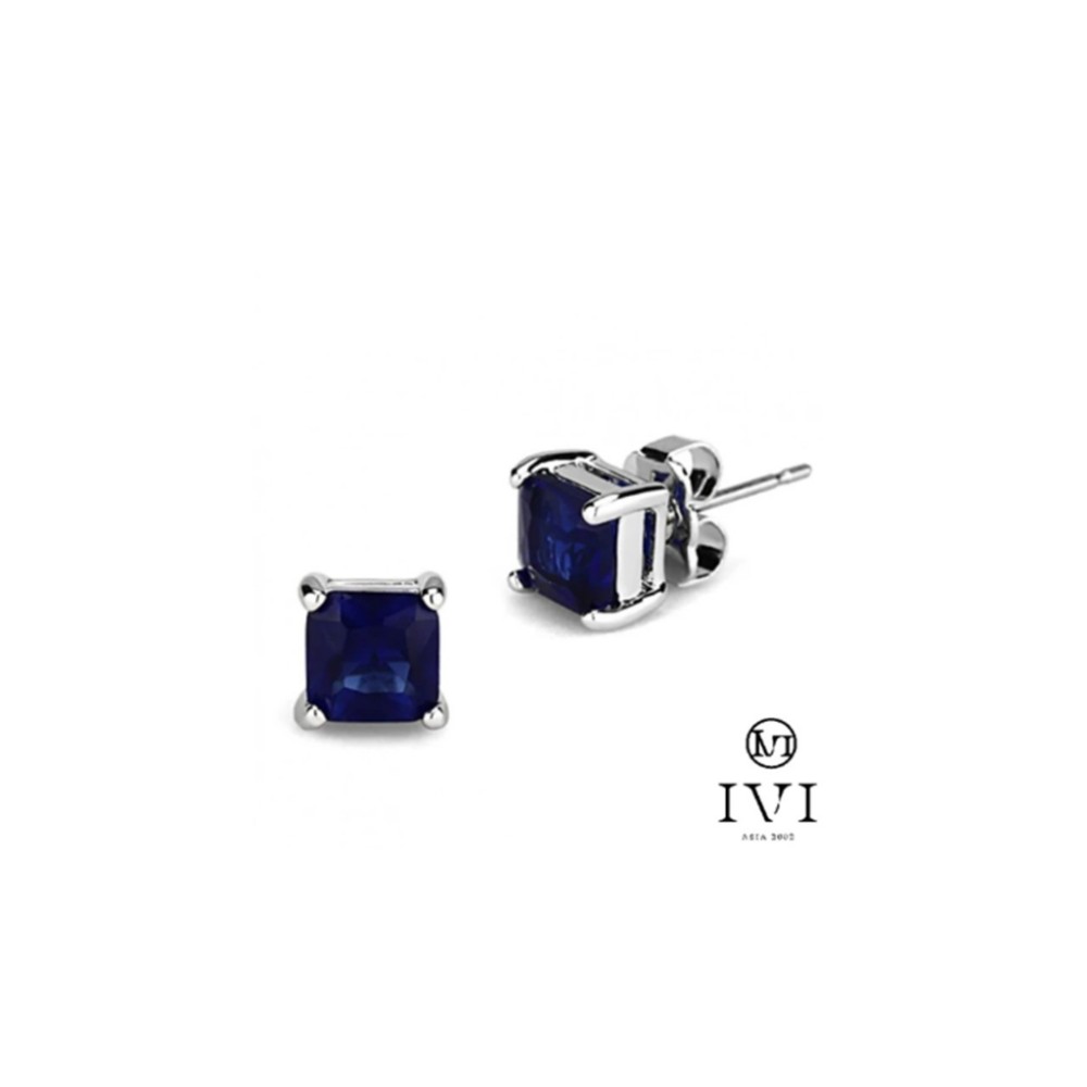 【IVI2002】簡約方形蒙大拿藍耳環
