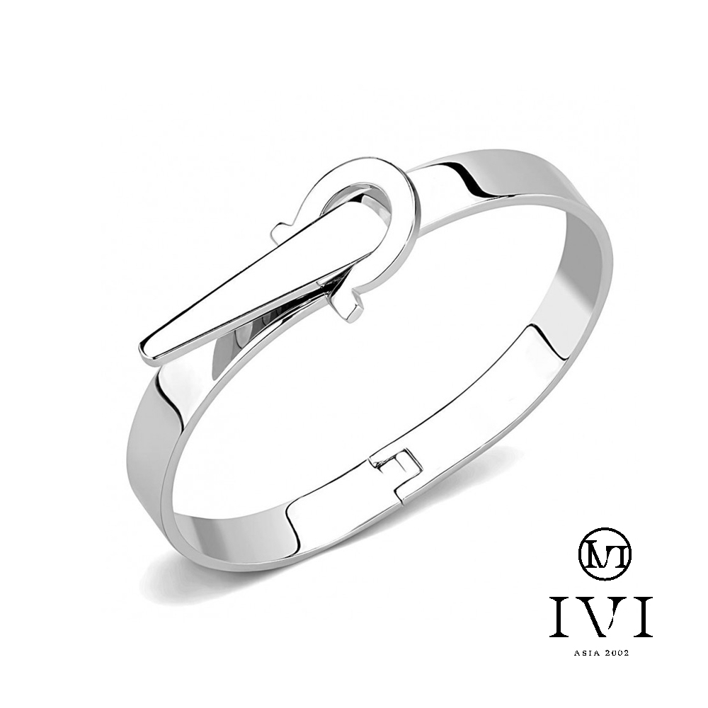 【IVI2002】率性簡約銀色扣式手環